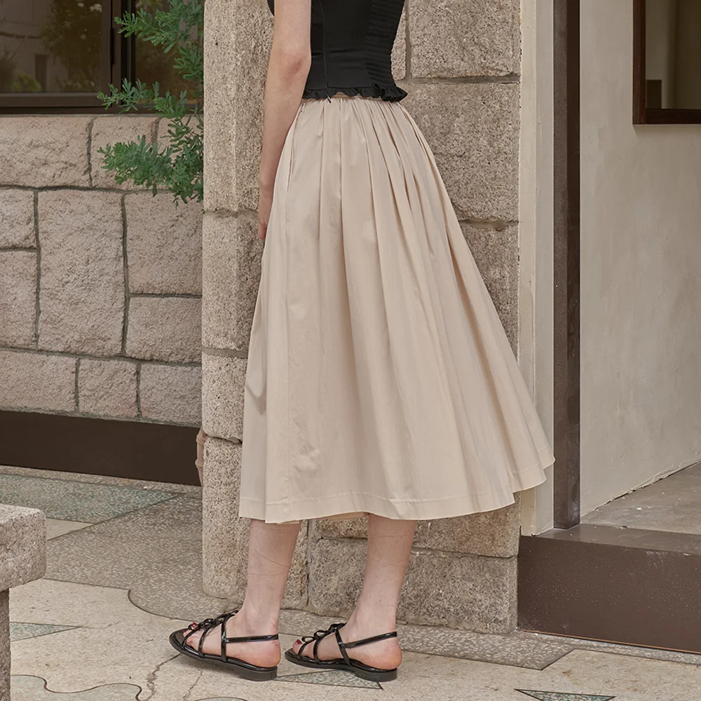 Wrinkle Long Skirt(2color)