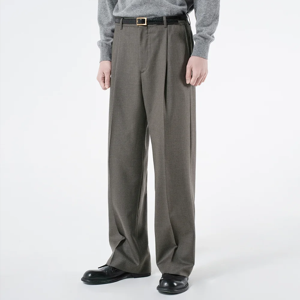 WOOL ONE TUCK WIDE SLACKS