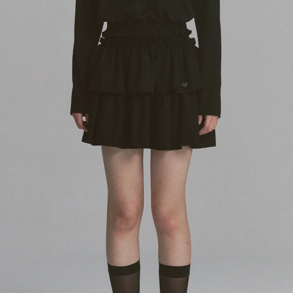 Tweed Cancan Frill Skirt Black
