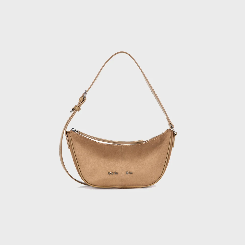 SUEDE MINI ARC HOBO BAG IN BEIGE