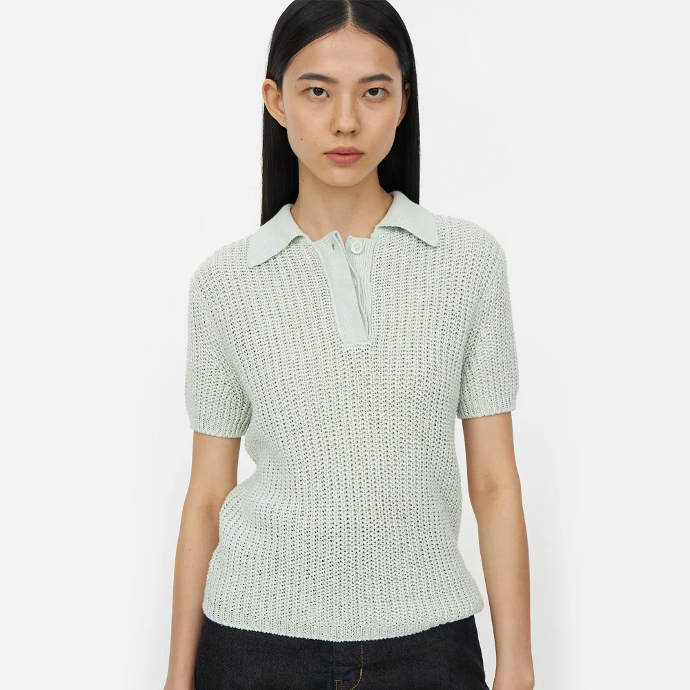 Cropped Polo Shirt (Mint)