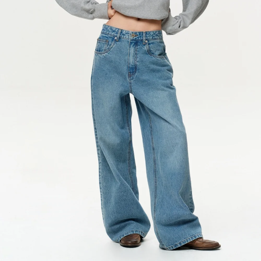 WOMEN ERA WIDE FIT DENIM PANTS - LIGHT BLUE
