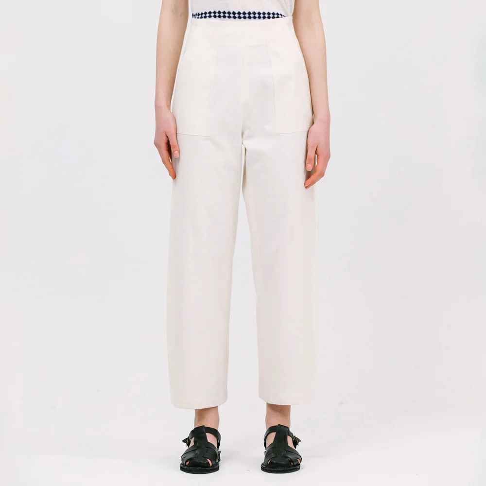 easy side tuck pants_off white