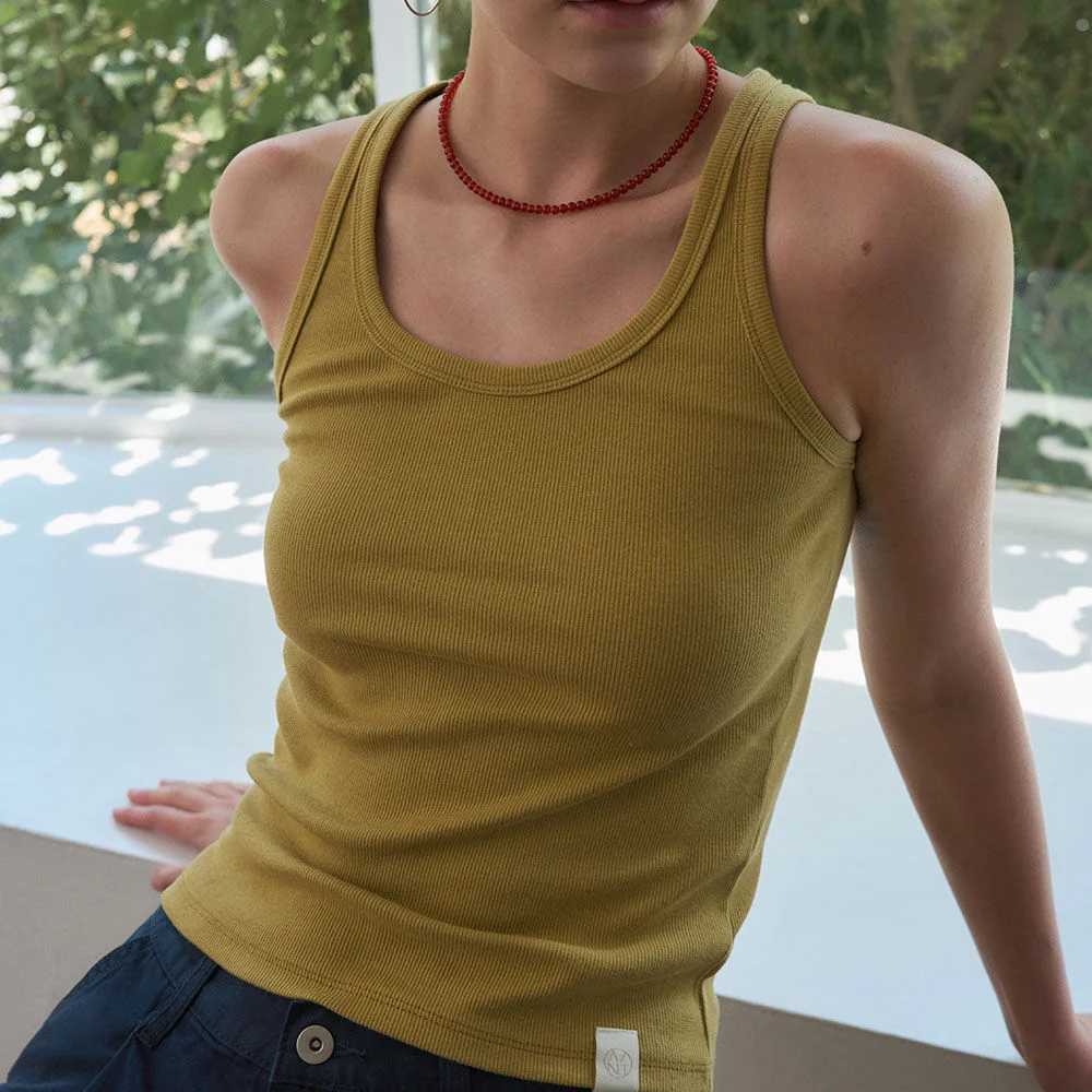 CLOET BACK LINE RIBBED SLEEVELESS TOP 5COL_IVORY,OLIVE GREEN,PURPLE,GRAY,BLACK