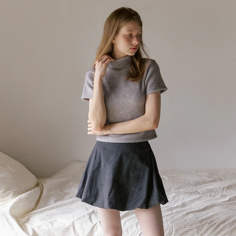 cozy turtleneck top - misty gray