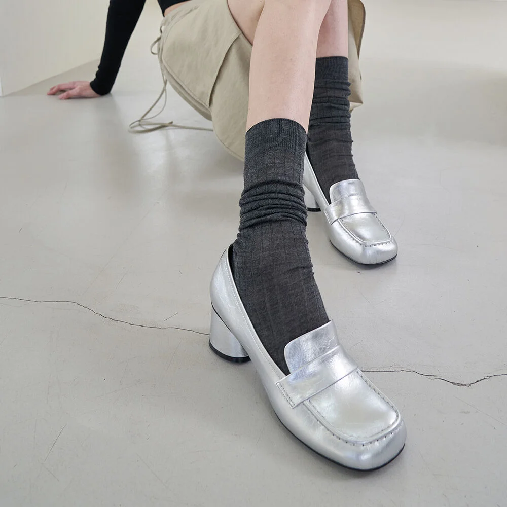 Clement Loafers Leather Silver 5cm