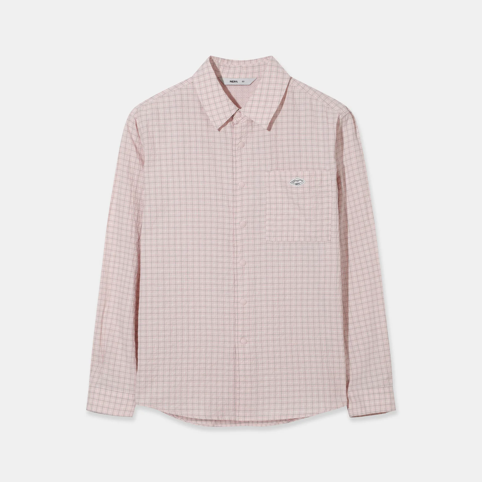 NEPA/Official Direct 7MD1560 通用 格紋 長袖 襯衫_PALE PINK