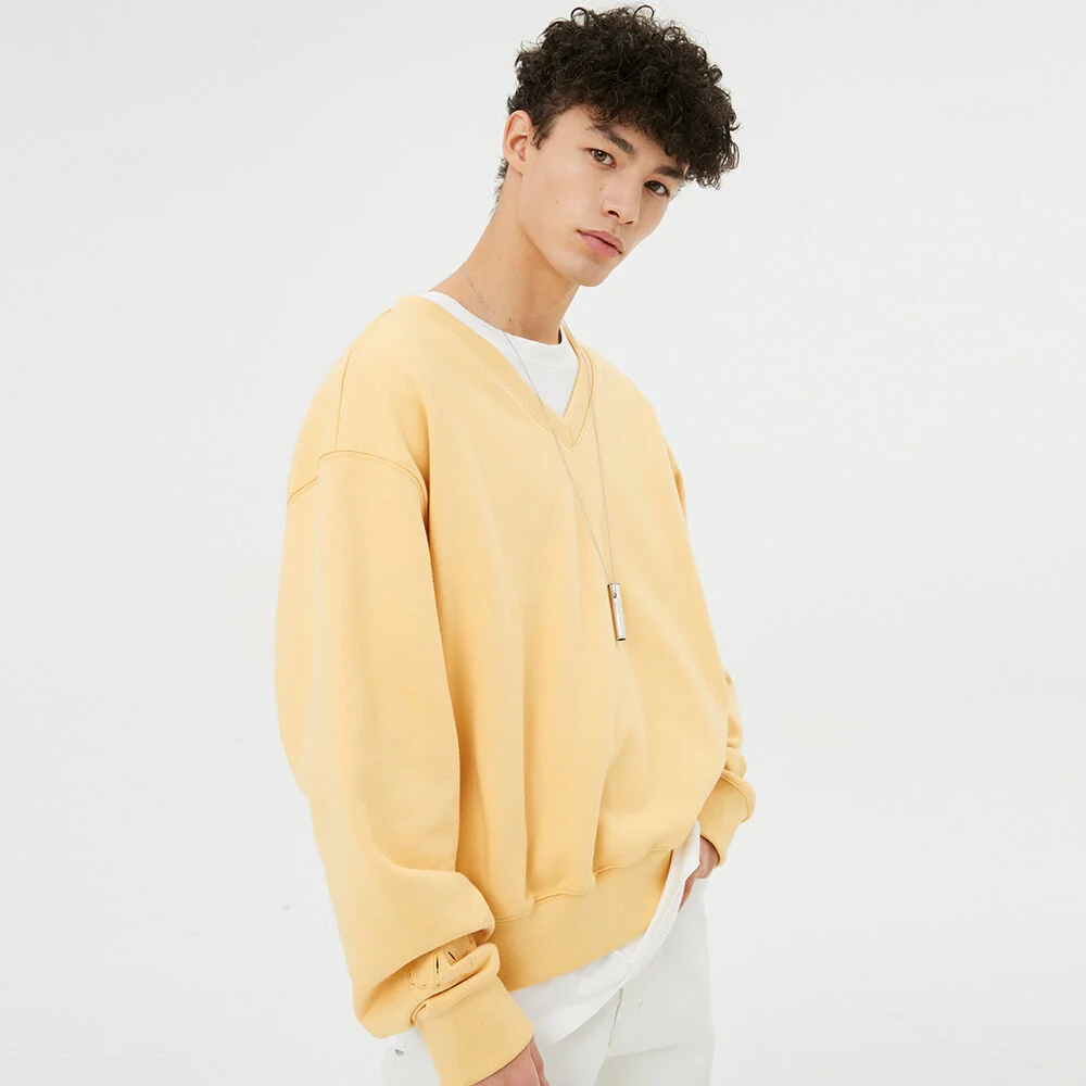 UNISEX, Argyle Hole V Neck Sweatshirt / Mango