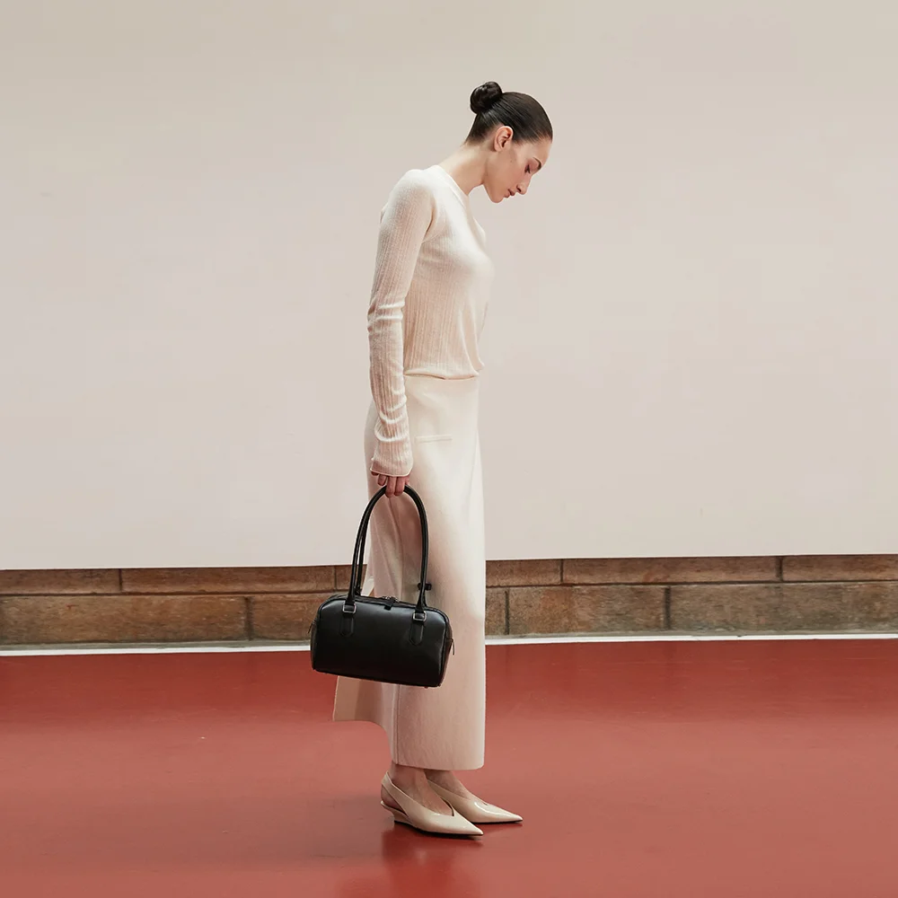 Nappa lambskin Boston shoulder bag_Black