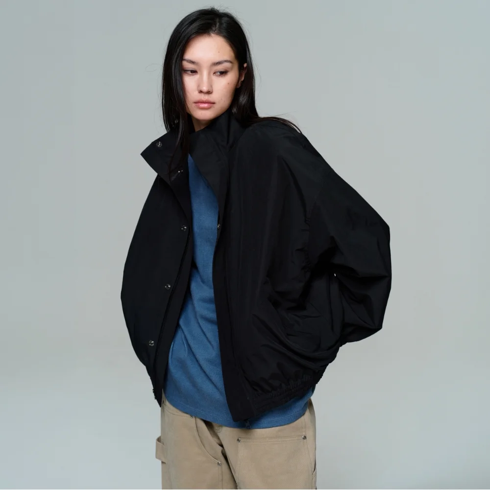 WOMEN OVERSIZED TRACK ZIP JACKET - BLACK