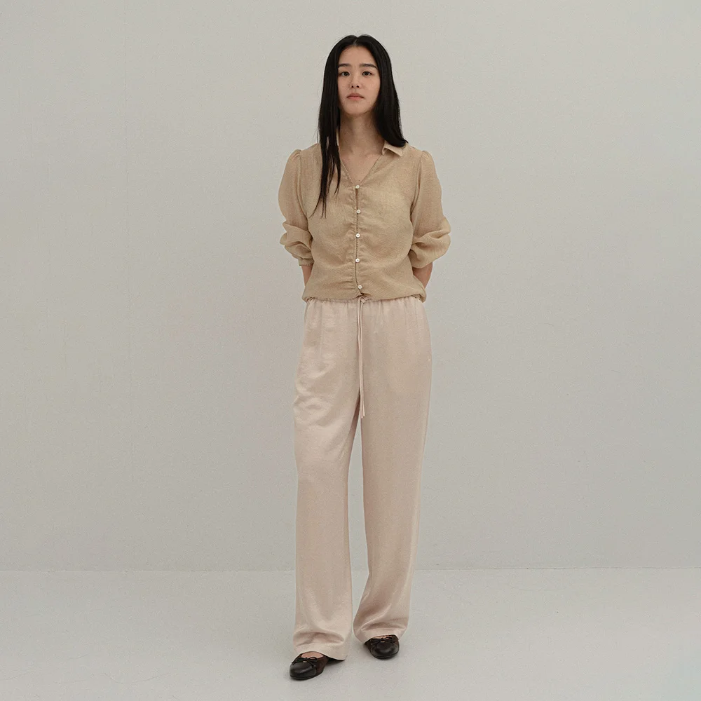 GLOSSY PANTS (BEIGE)