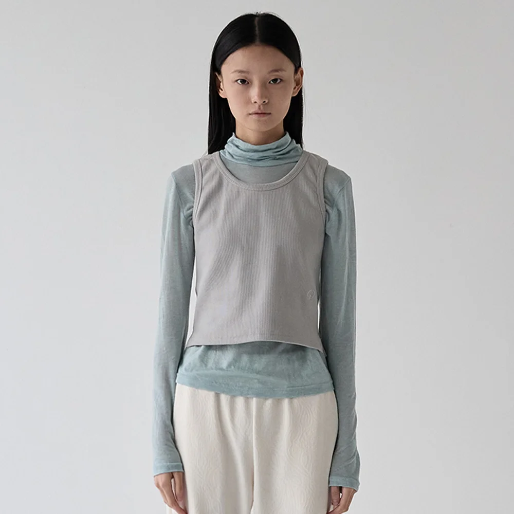 HEAVY RIBBED SLEEVELESS SHIRT_ LIGHT GRAY