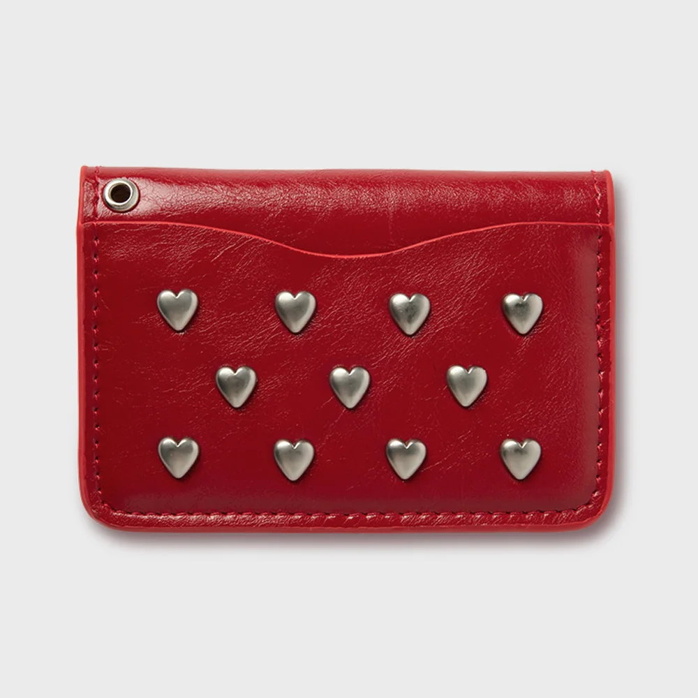 heart rivet card holder (心形 鉚釘 卡片夾) - 紅色