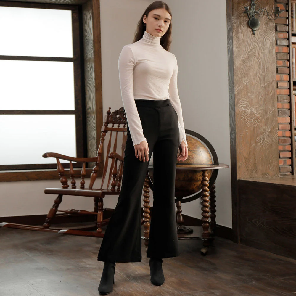 SLIT BOOTCUT TROUSERS_BLACK