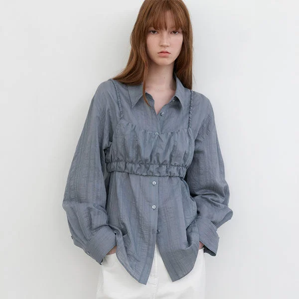 SHEER VOLIME TOP&LAYERED SHIRTS (BL-4393)