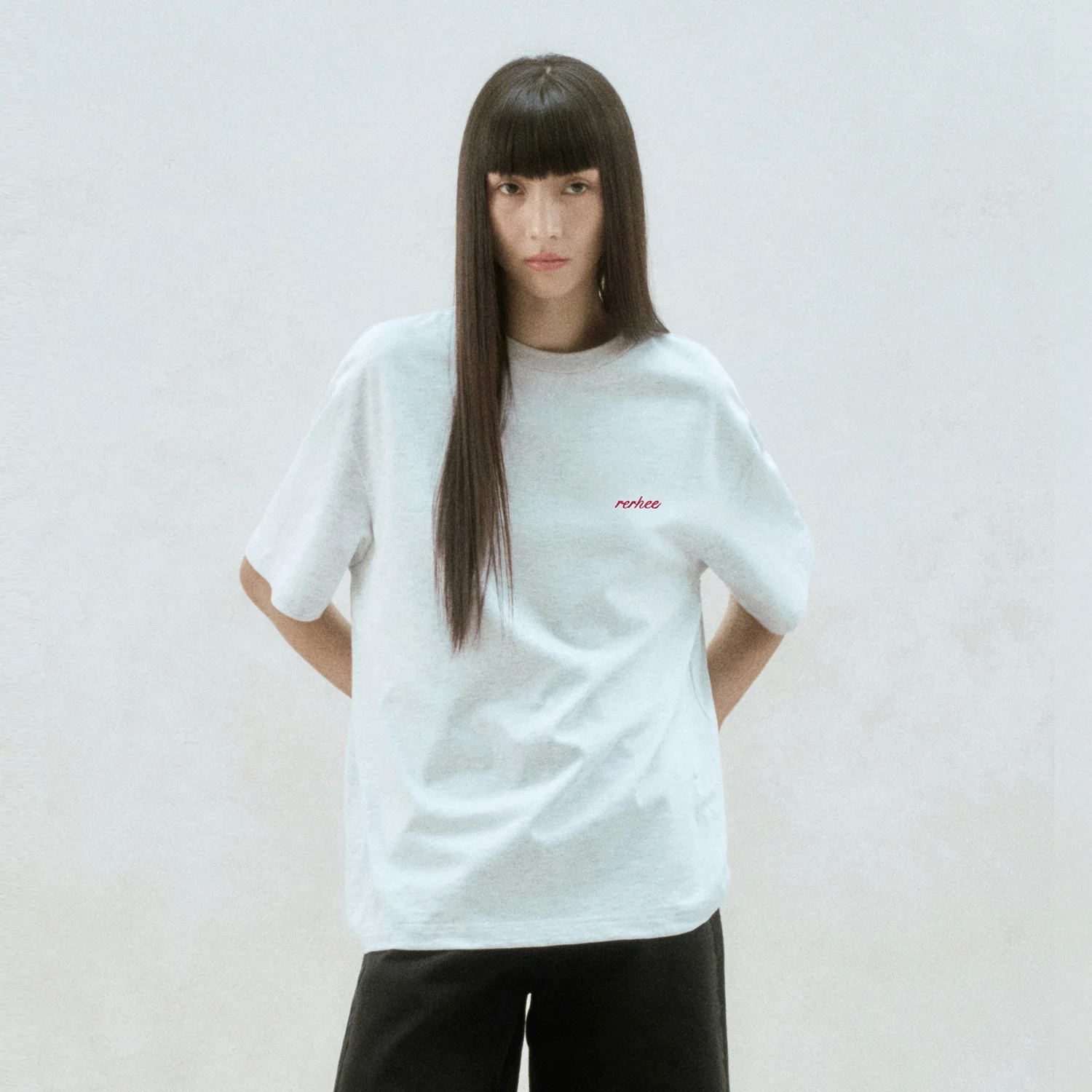 LOGO BACK OVERSIZED T-SHIRT MELANGE GRAY