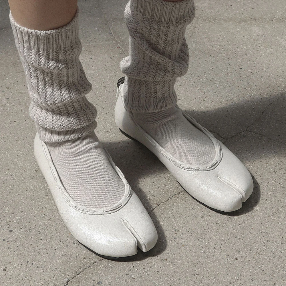 Leather String Flat / Vintage White