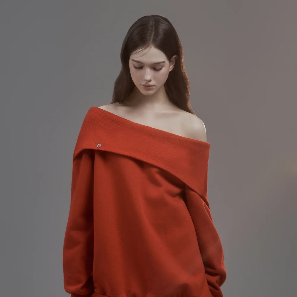 Dew Folded Hoodie Sweatshirt - Red