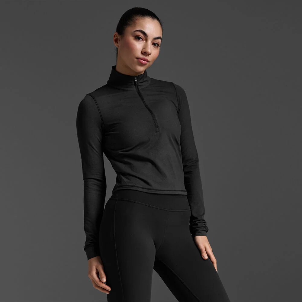 (女裝) Flex 短版 1/2 Zip 長 衣袖 WR7482ABLK-BLK