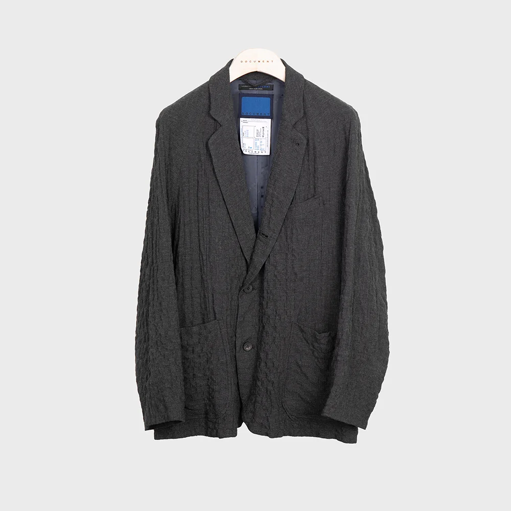 WOOL CRINKLE HERRINGBONE RAGLAN JACKET