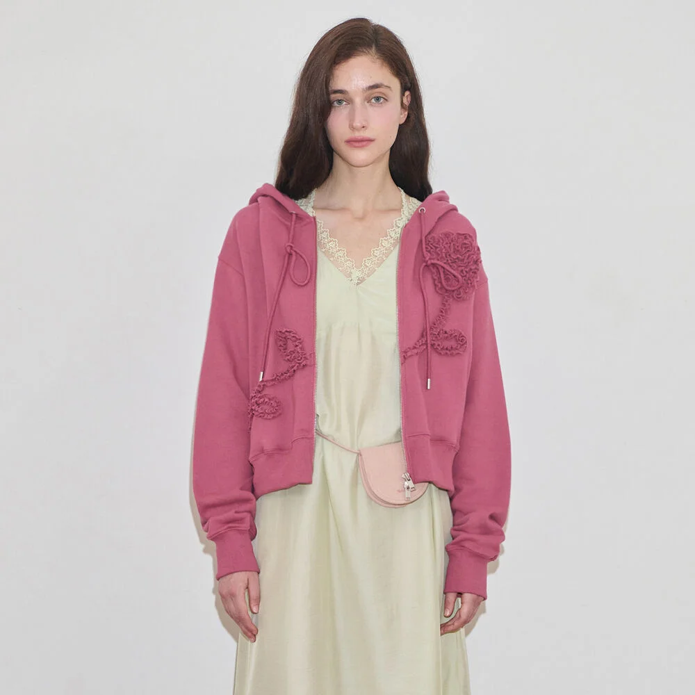 Rose Frill Hoodie Zipup (Rose)