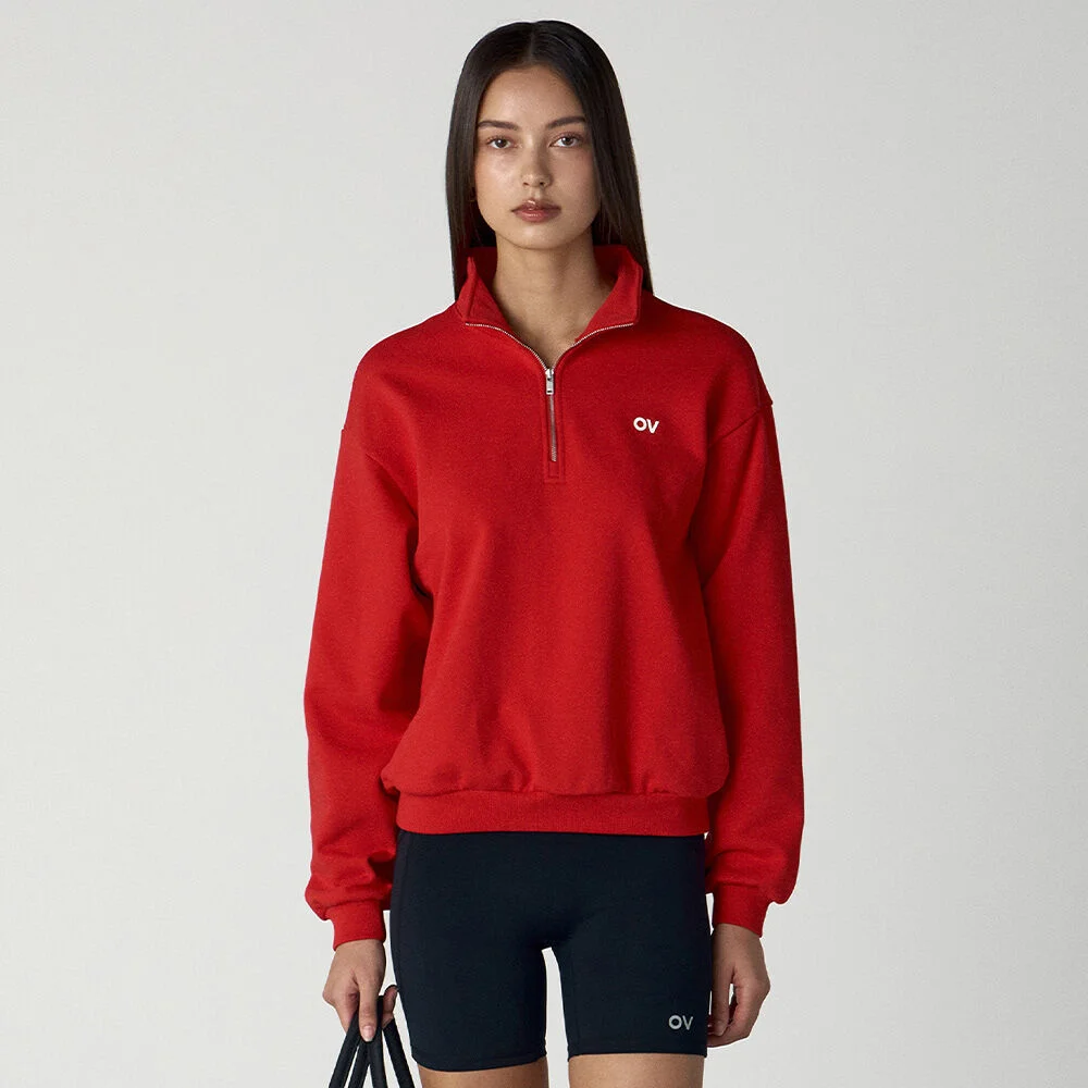OV LOGO QUARTER ZIP SWEATSHIRT (RED)