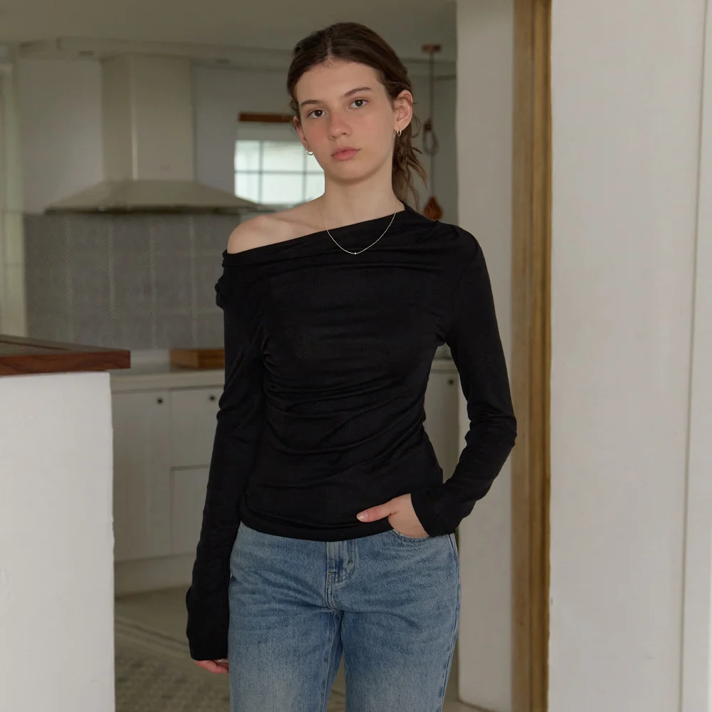 Orrin shirring t-shirt (black)