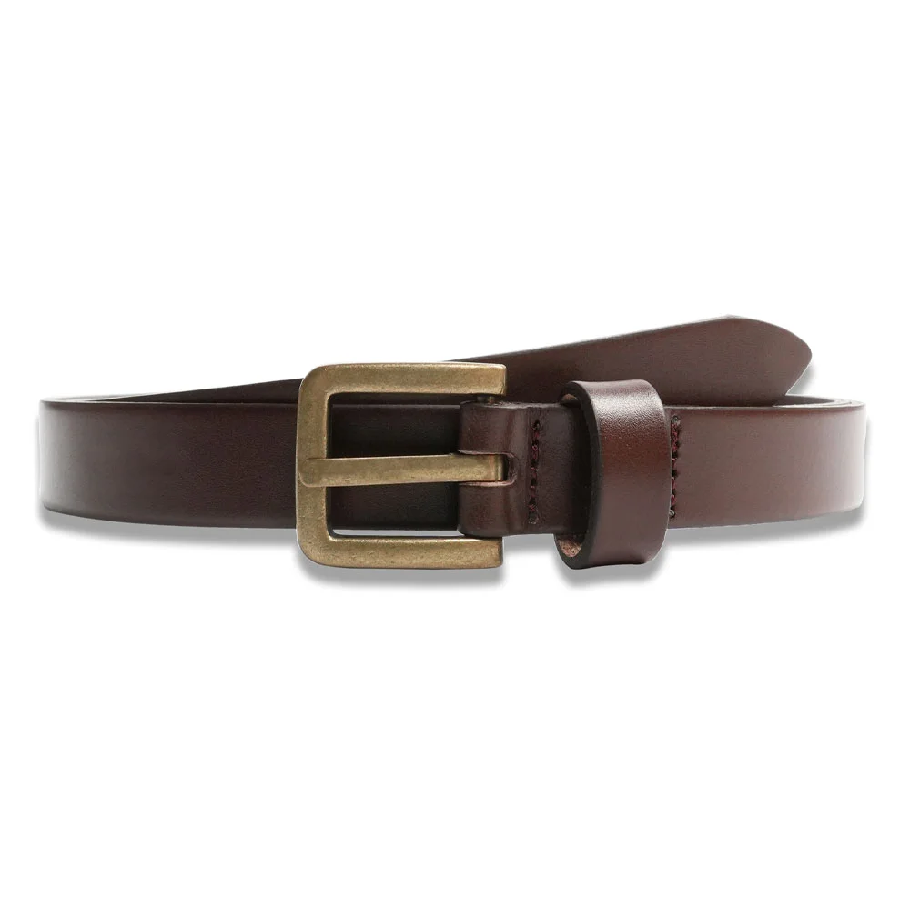 Square Basic Hard Leather Belt in Brown