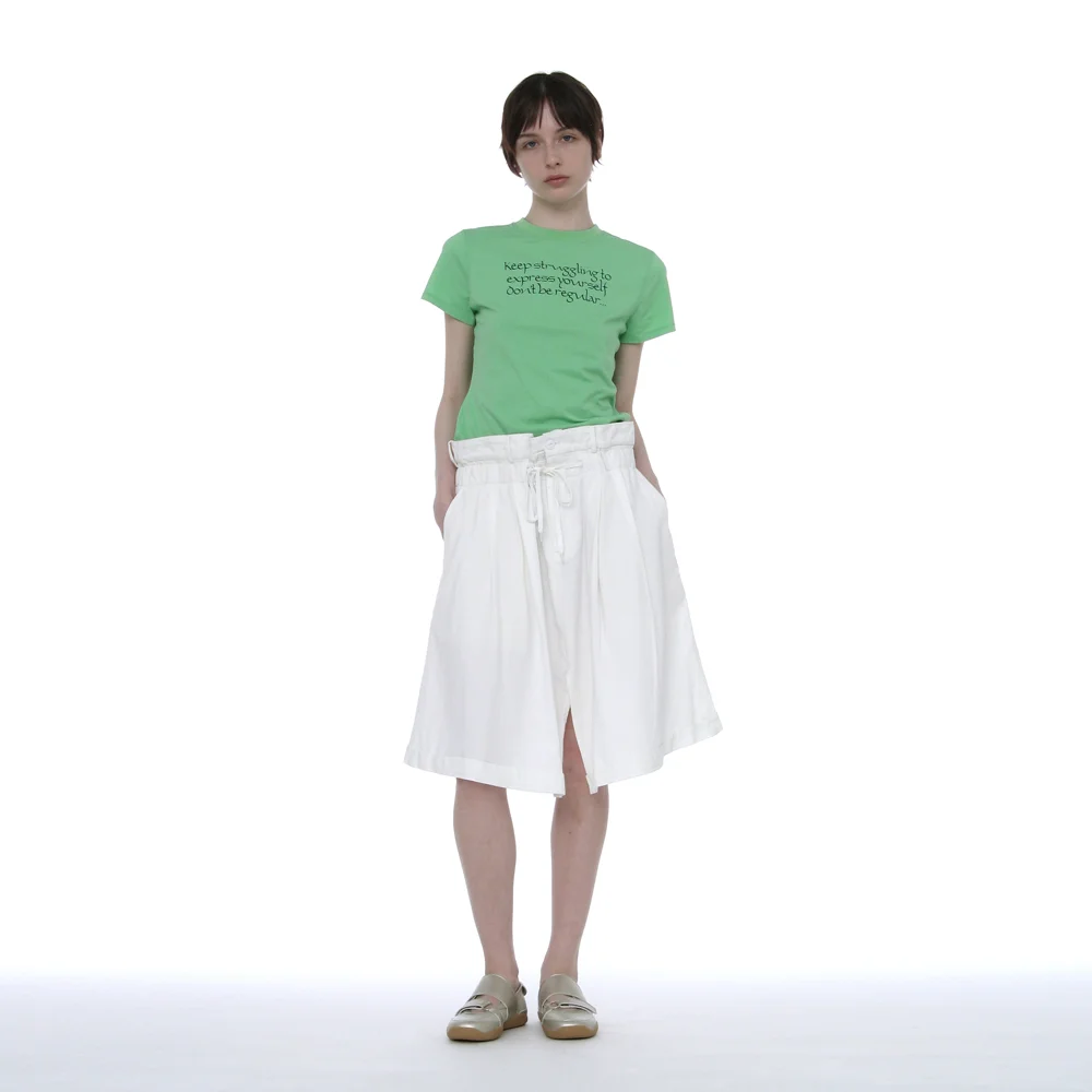 FOLD-OVER WAIST MIDI SKIRT_WHITE