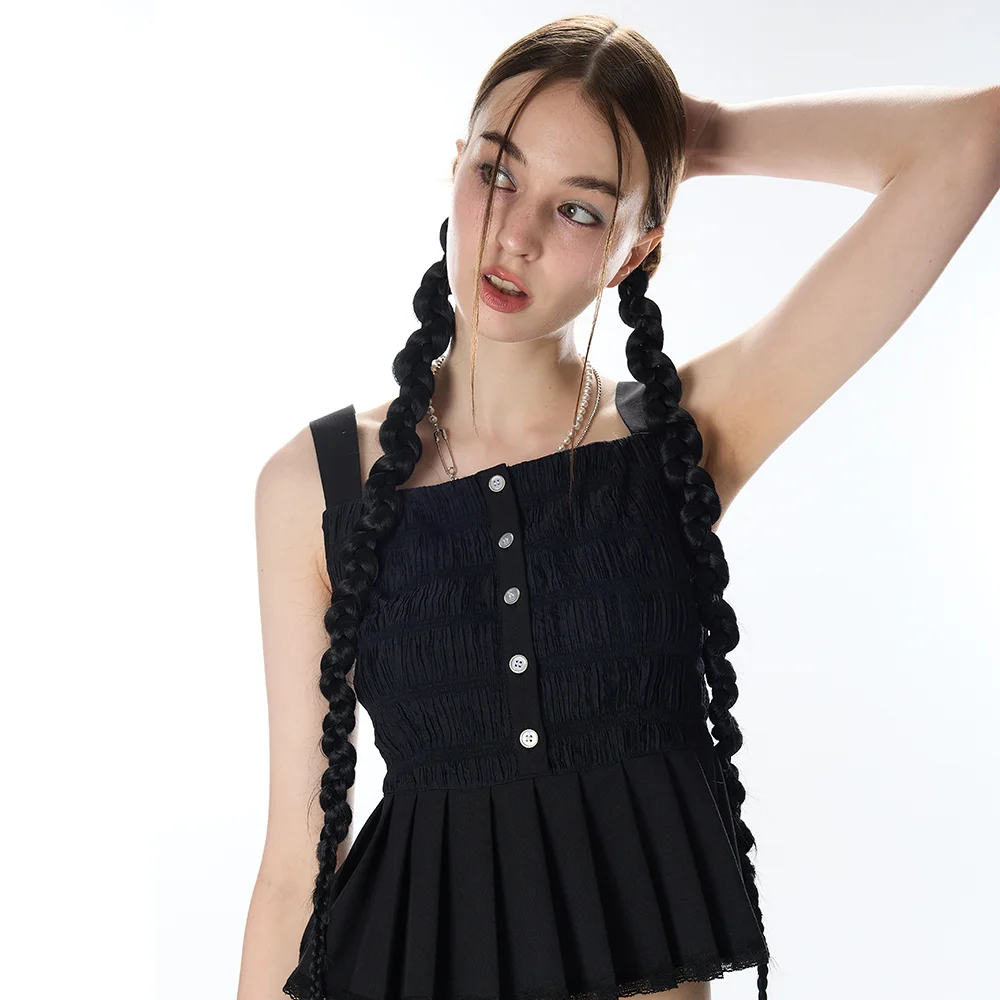 L12 PLEATS SLEEVELESS(BLACK)