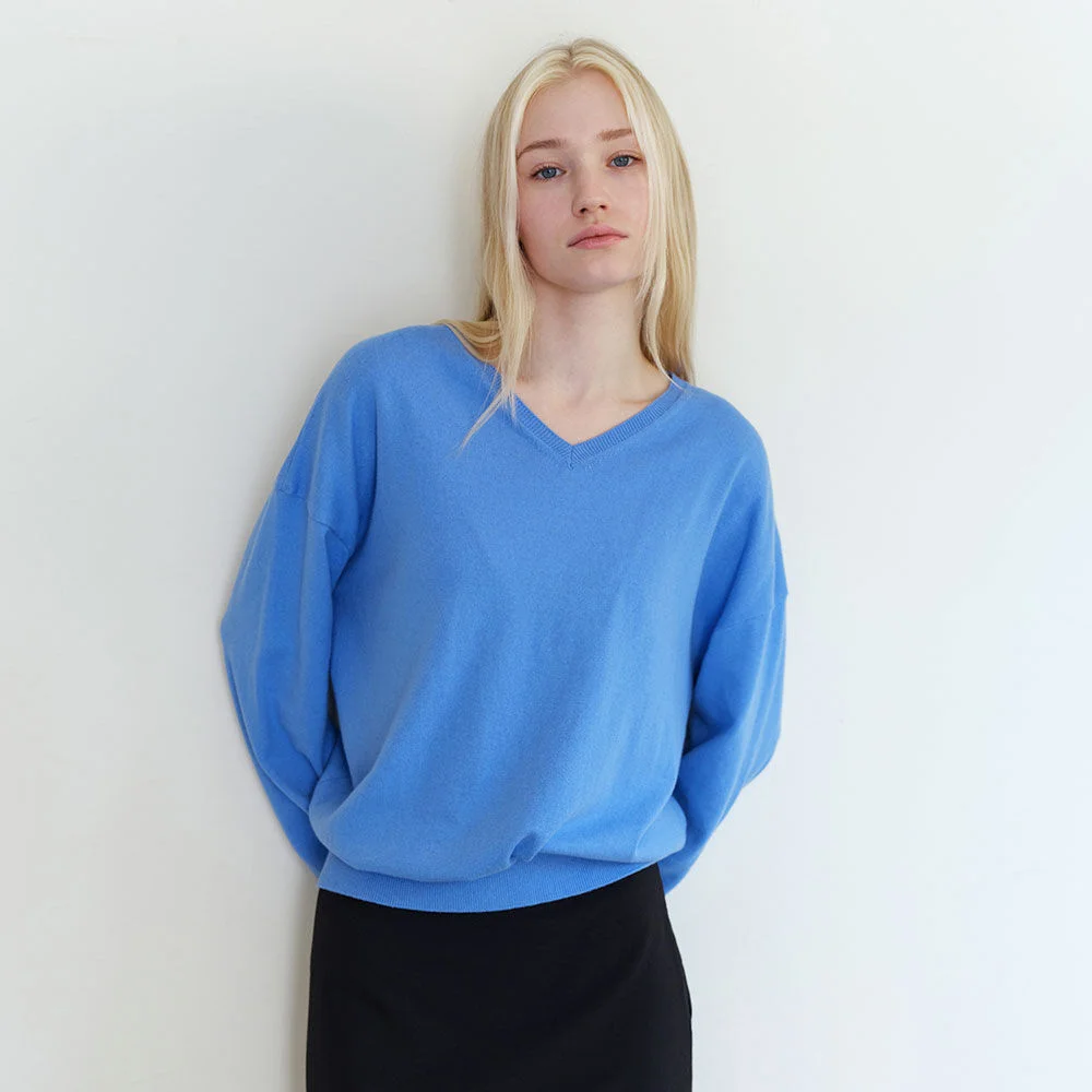Classic V-neck Knit(Blue)