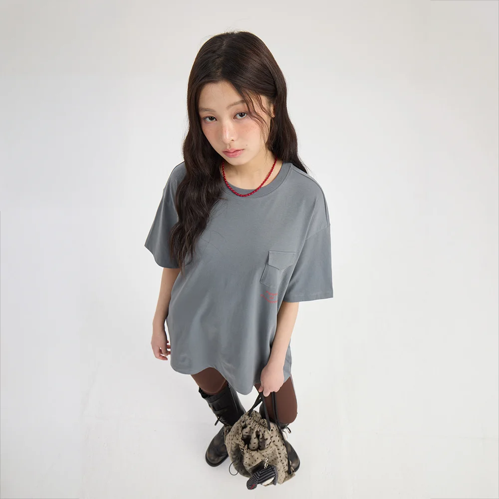 Chouetties by LUCKY CHOUETTE Mini Pocket Short Sleeve T-Shirt (grey) LATAX26430GYX