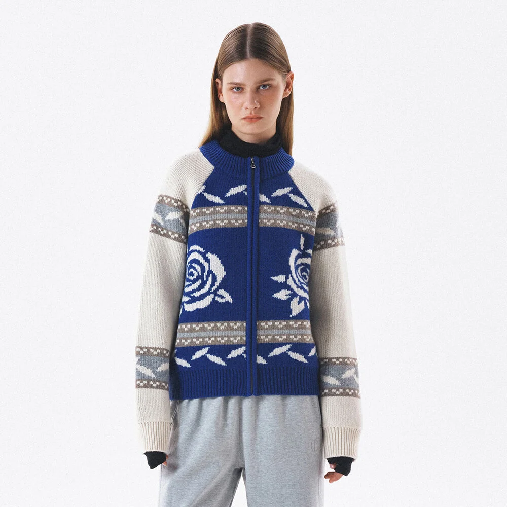 JACQUARD ZIPUP KNIT
