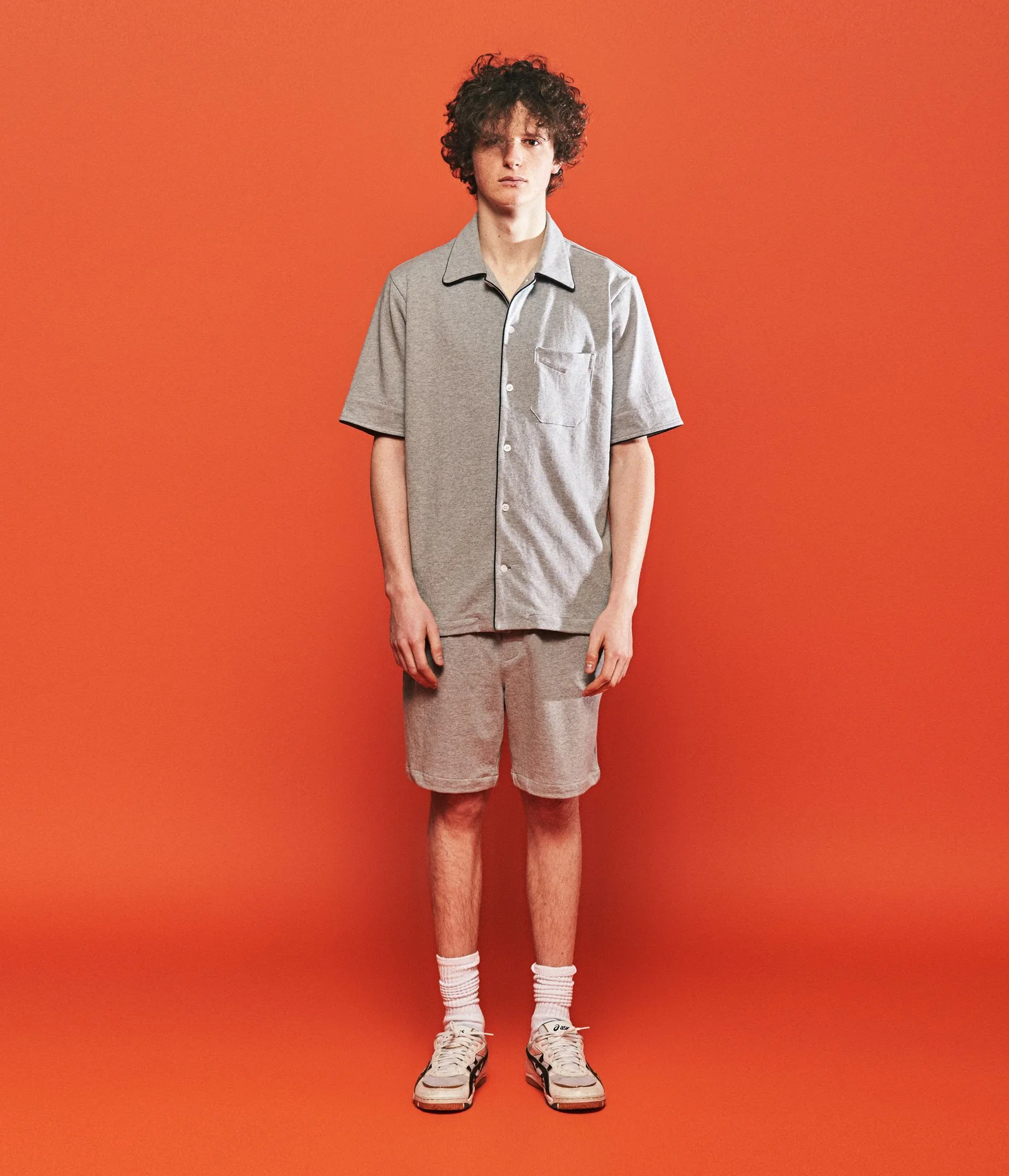 (M) Woody Short Sleeve PJ Set Jersey Melange Grey