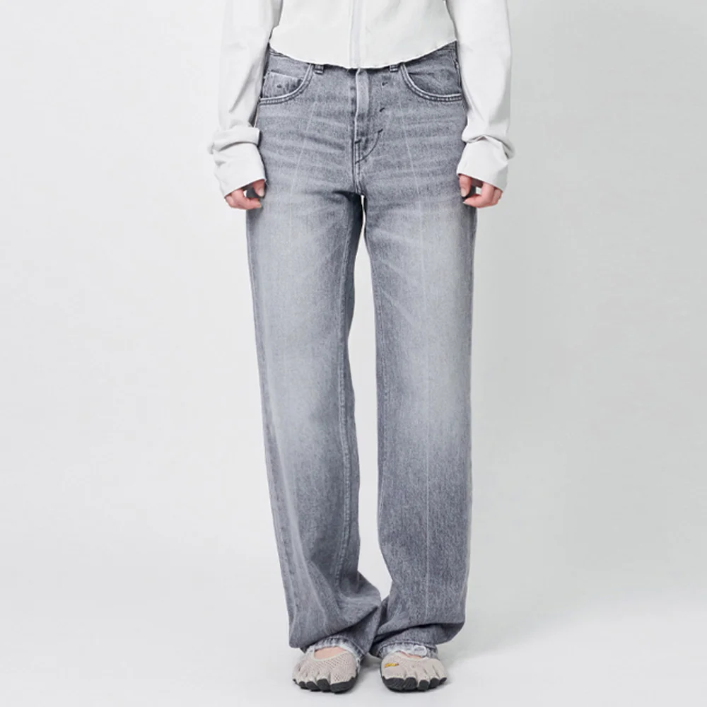E01 DENIM PANTS (STRAIGHT FIT) WASHED LIGHT GREY
