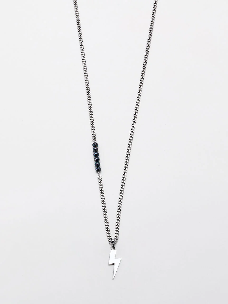 DUALITY LIGHTNING NECKLACE LONG SILVER