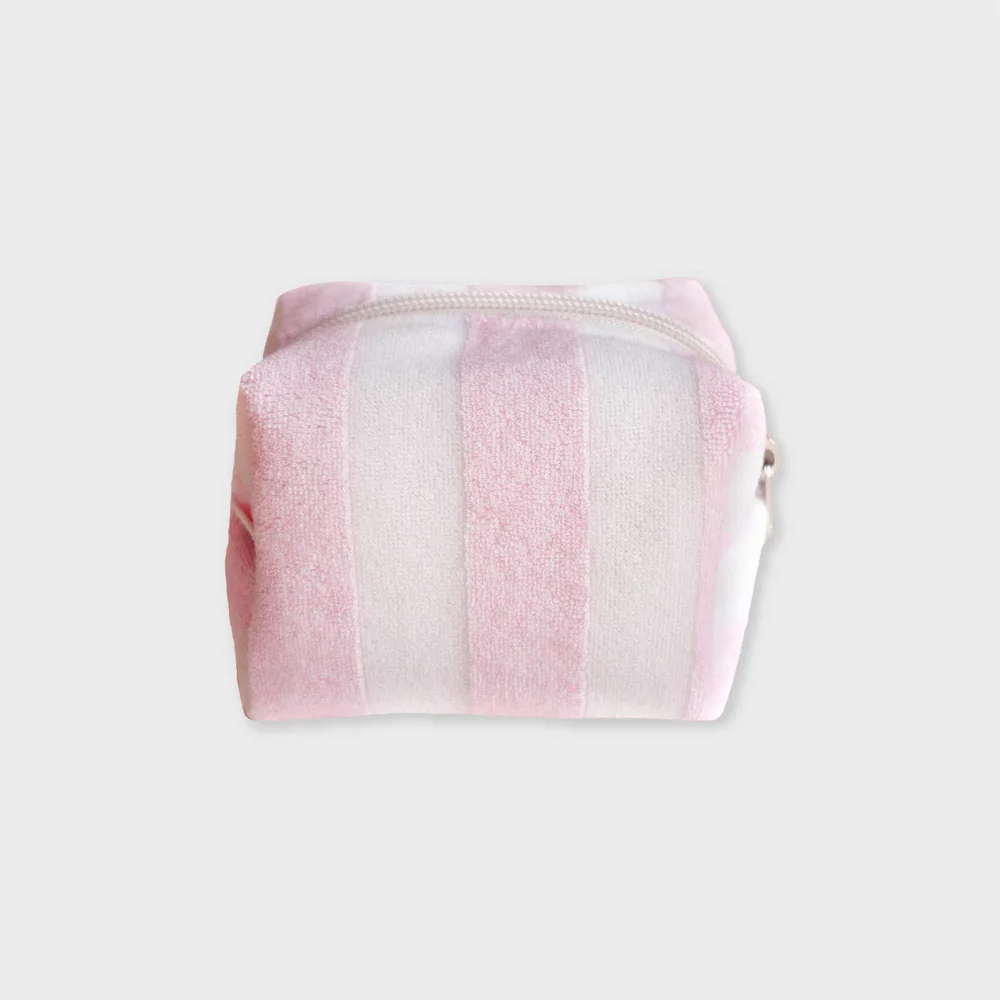 Stripe terry pouch (baby-pink) 毛圈布 化妝袋