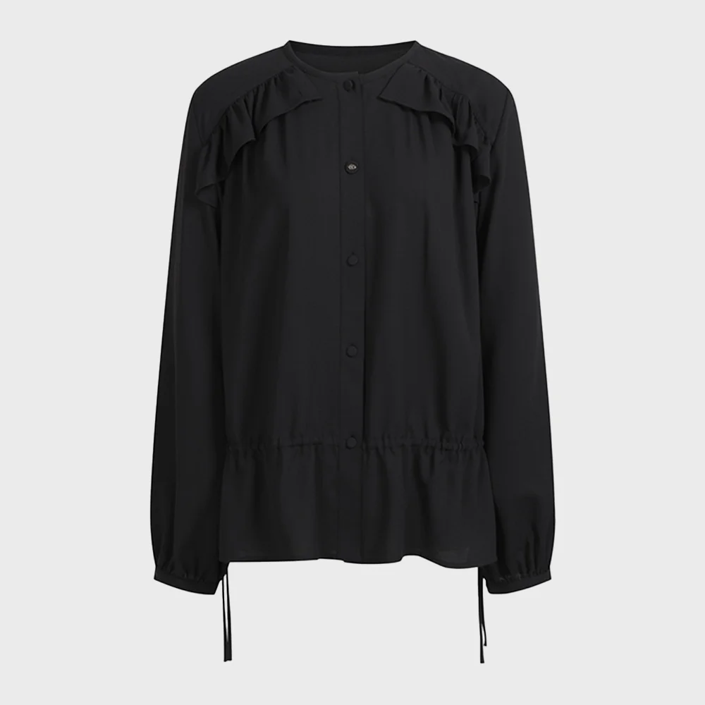 Front Frill Point Poly Blouse (black) LFSAM26300BKX