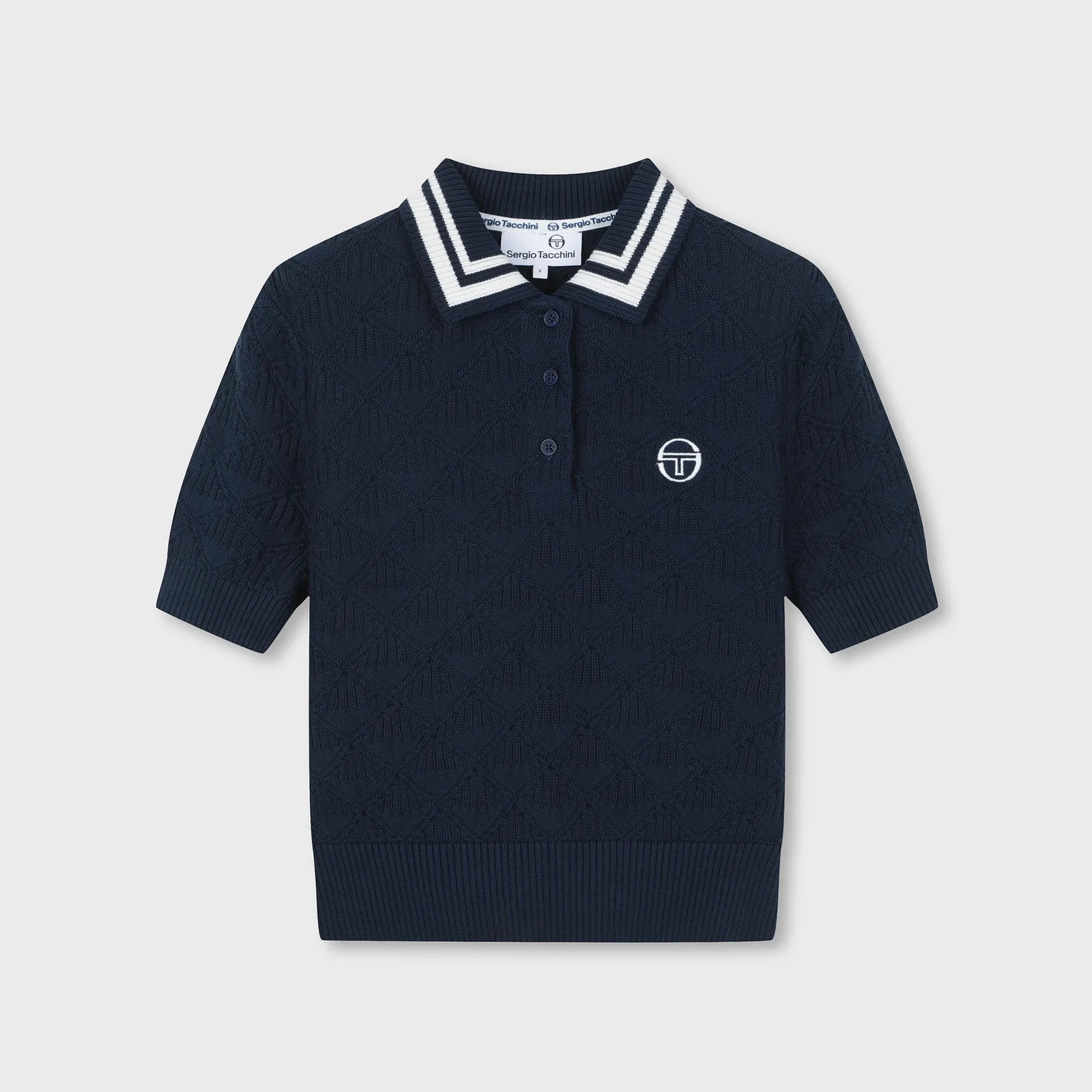 W 日常 短袖 Polo 毛衣 (Navy)