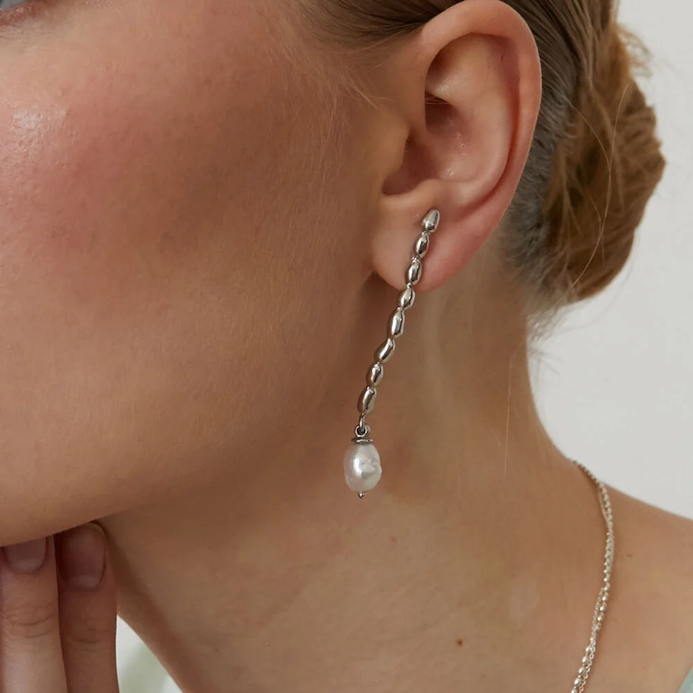 pom pom pearl earrings