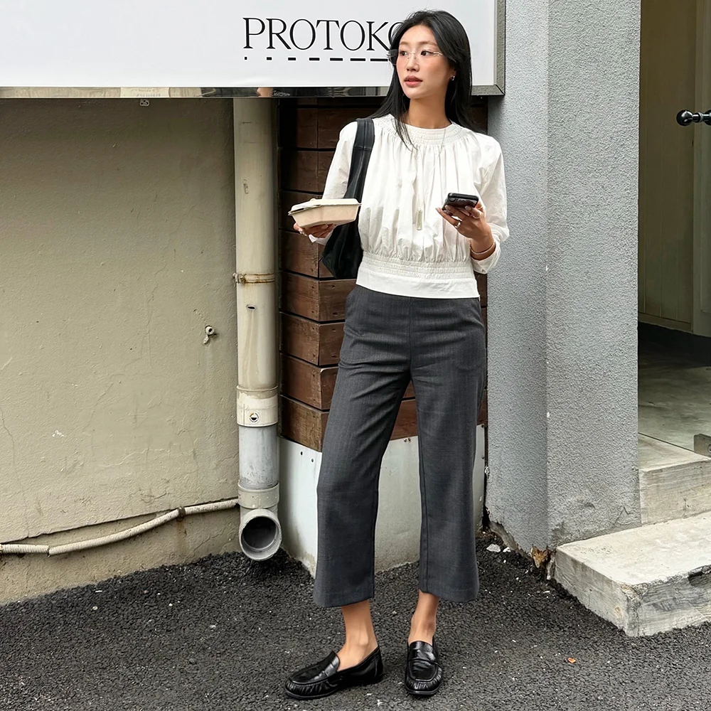 Classic wool capri slacks_charcoal