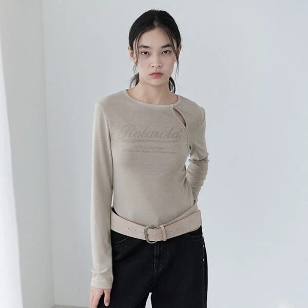 CUT OUT SLIM T-SHIRT BEIGE