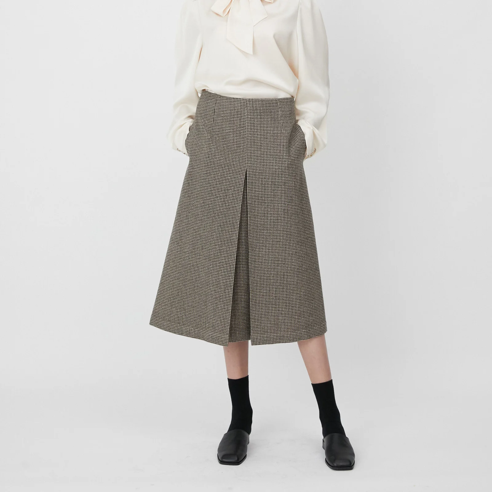 Skirt Check A Line Beige