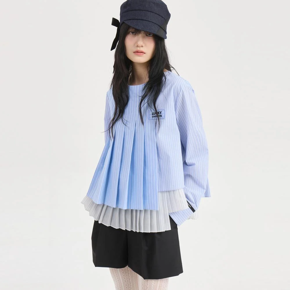 Stripe Mix Pleated Blouse (multi color) LFSAS26220XXX