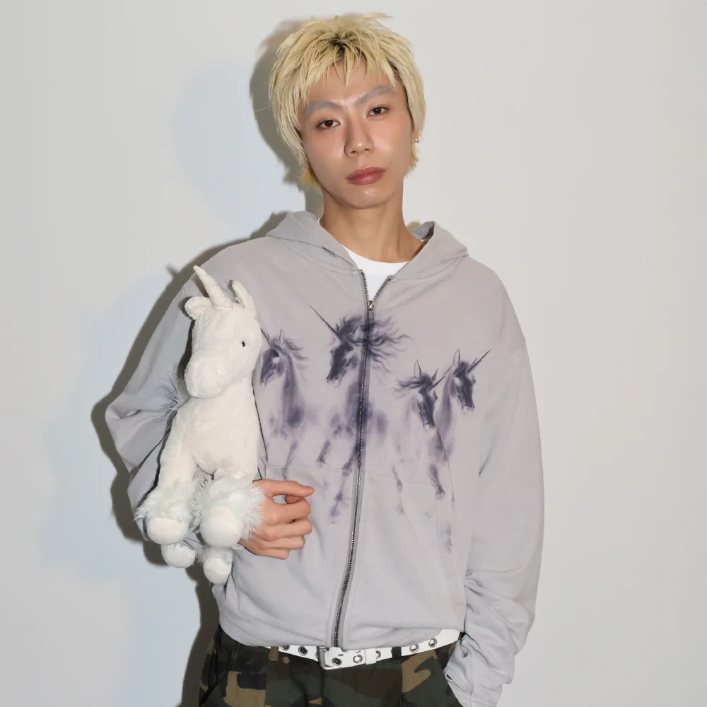 GHD046 Corn 連帽衫 拉鏈 (GRAY)