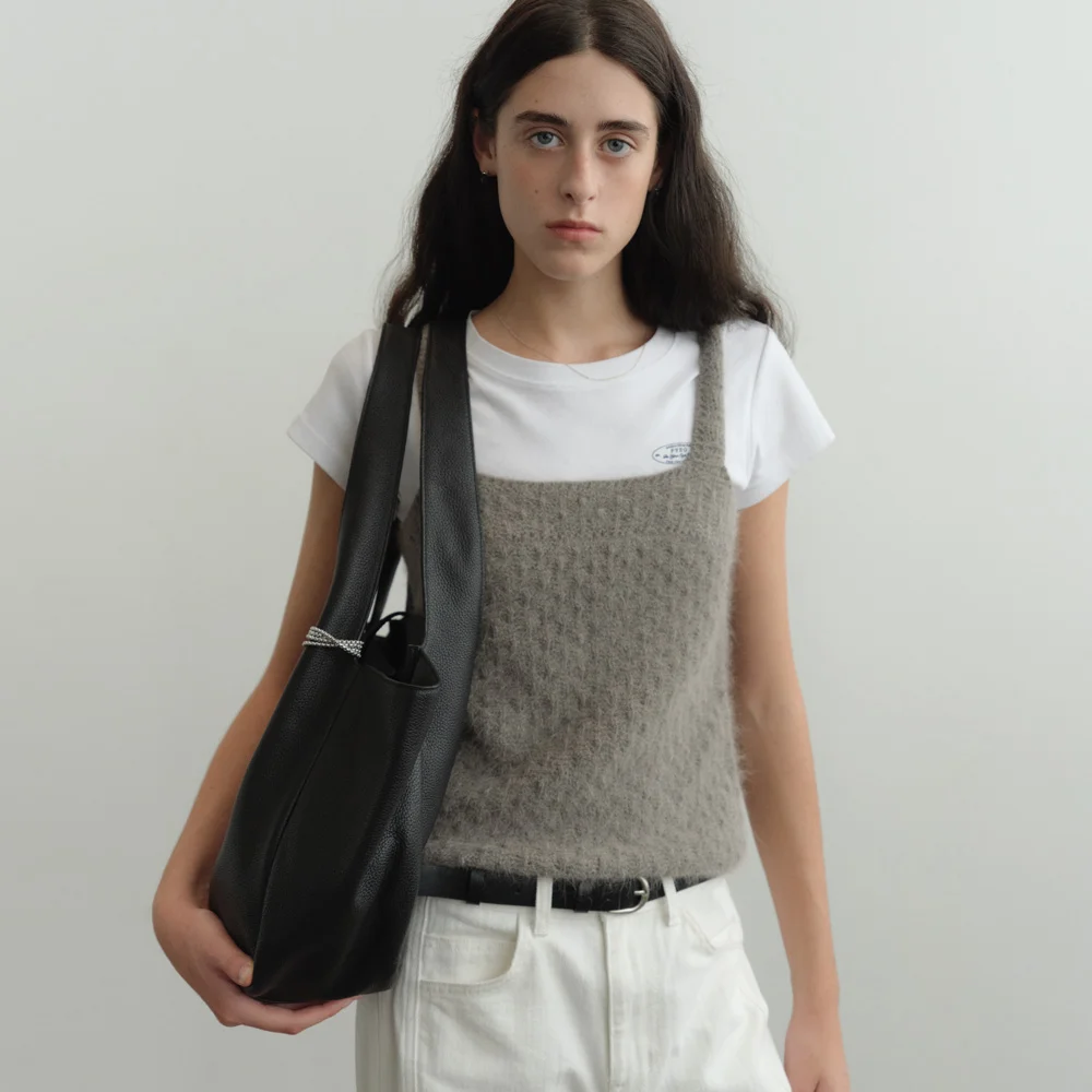 Bess Crochet Knit Top (Taupe Gray)