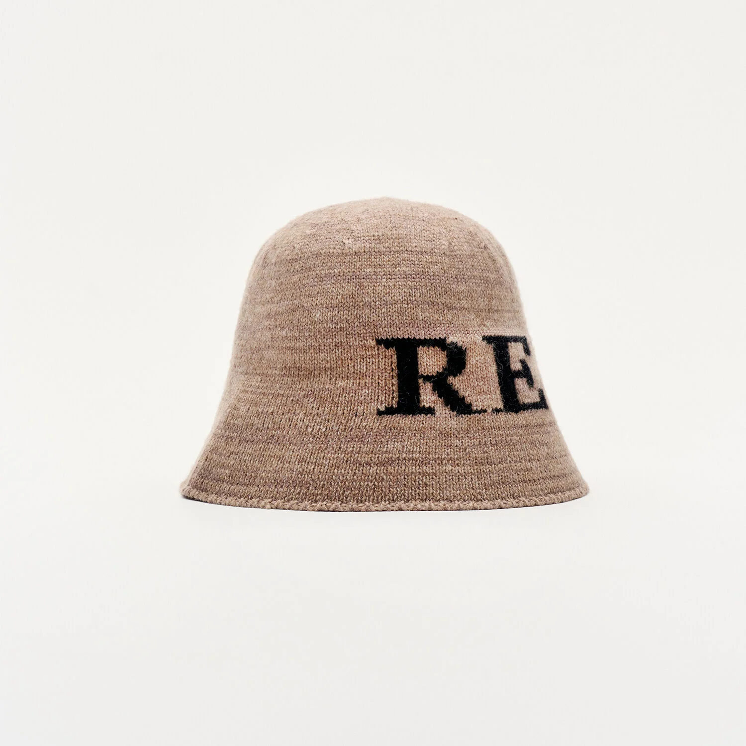 LOGO EMBROIDERED WOOL BUCKET HAT HAZELNUTS