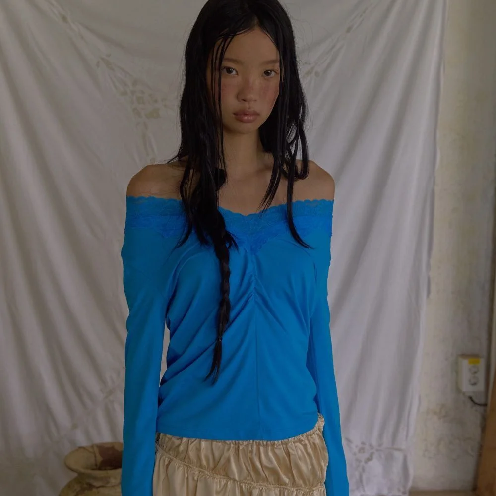 Kitsch Catch Lace Tee / Pop Blue