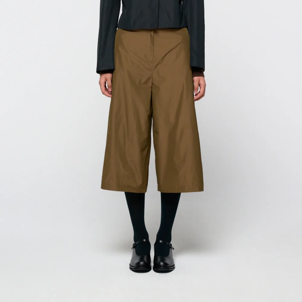 Silk taffeta bermuda pants, Khaki