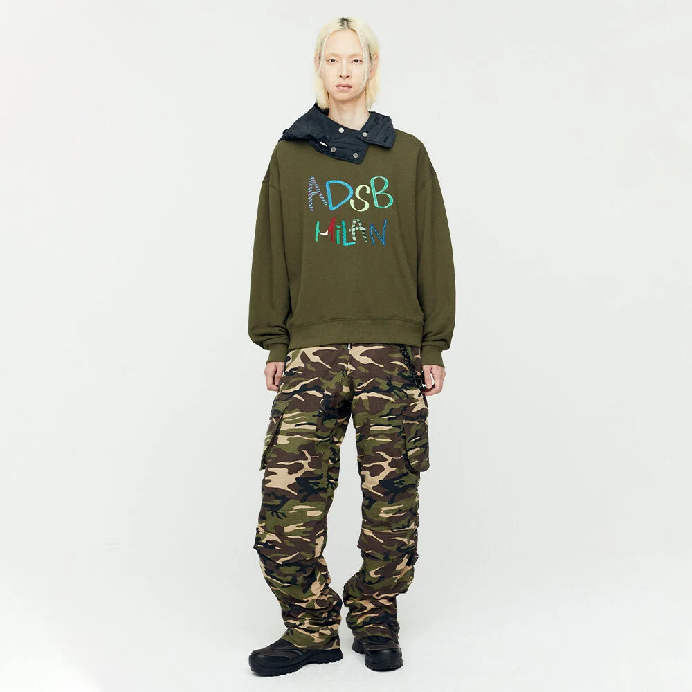 (ESSENTIAL) UNISEX ADSB MILAN EMBROIDERY SWEATSHIRTS atb1149u(KHAKI)
